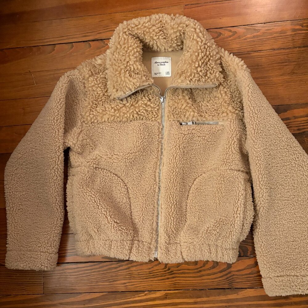 Abercrombie & Fitch Brown Sherpa Fuzzy Jacket-Size XXS